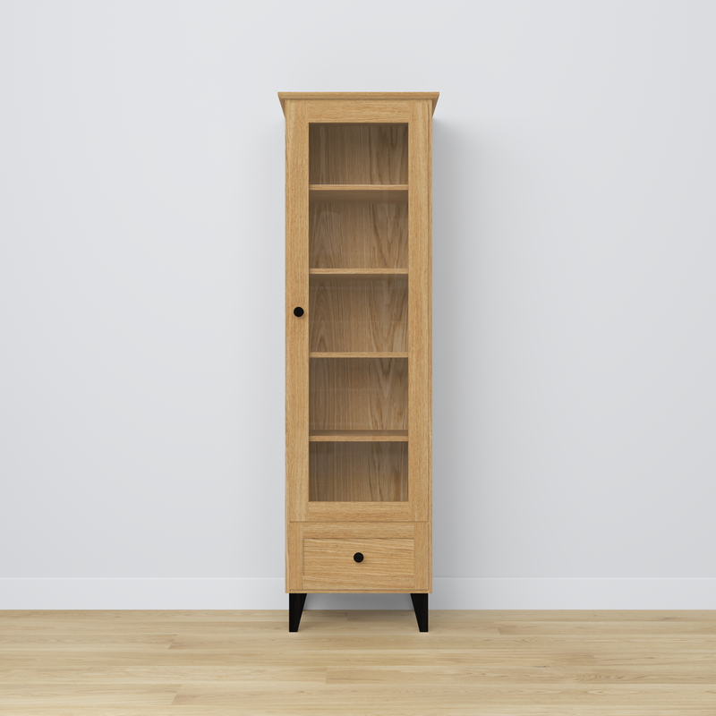 Oak Display Cabinet 1S 57 Scandi Black / Natural Oak