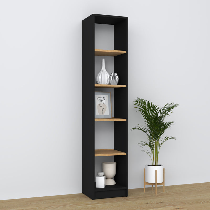 Bookcase wooden black-oak – living room and office, solid wood, Scandinavian style Nizio