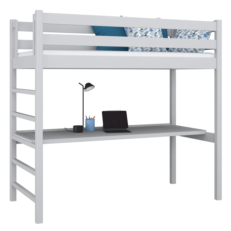 Grey Wooden Loft Bed with Desk – Children’s Room, Scandi Nizio