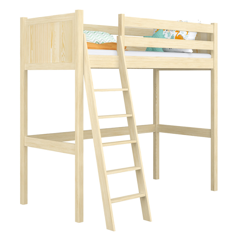 Clear Pine Wooden Loft Bed – Children’s Room, Solid Wood, Scandi Style