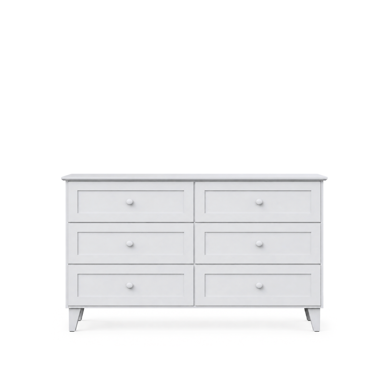 Chest of drawers with 6 drawers wooden grey 154 cm – bedroom, Scandinavian style