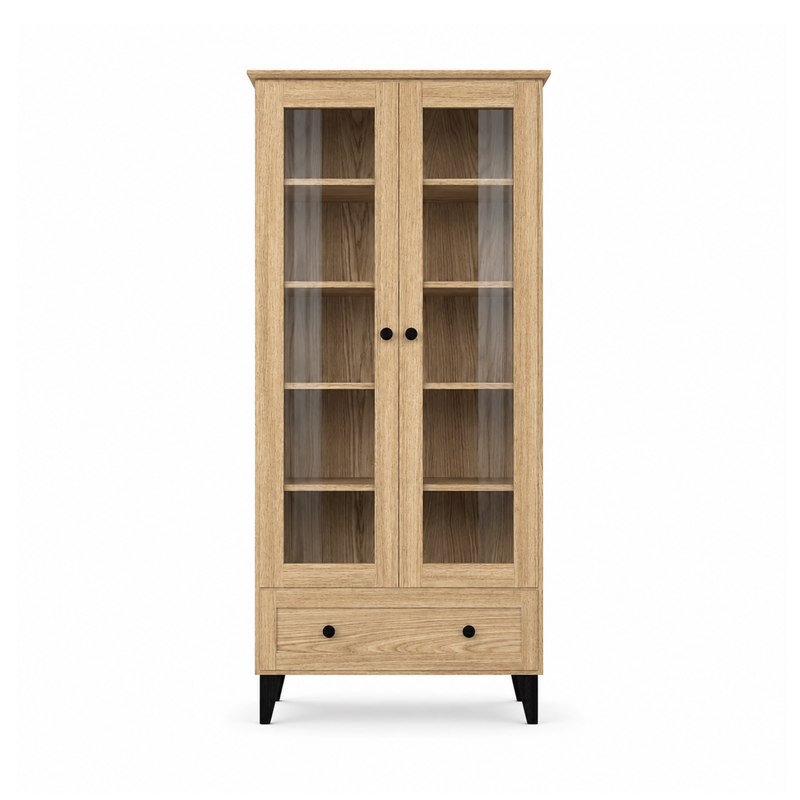Oak display cabinet 1S 90 Scandi oak natural / black