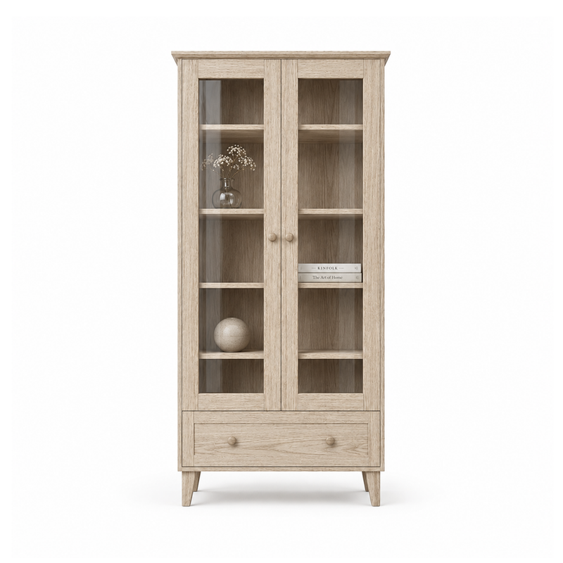 Oak Display Cabinet 1S 90 Scandi bleached oak