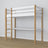 White and Oak Wooden Loft Bed with Desk – Ladder and Joint Details