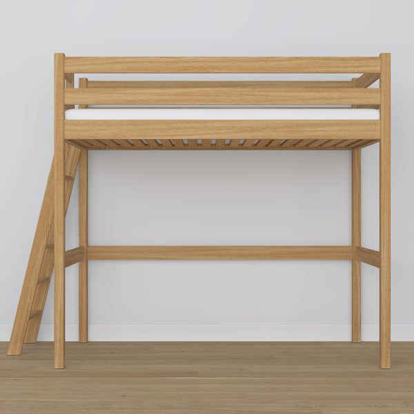 Loft bed natural oak – oak ladder and safety rail, Nizio Home