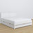 Double bed with drawer white made of wood – side view, Nizio