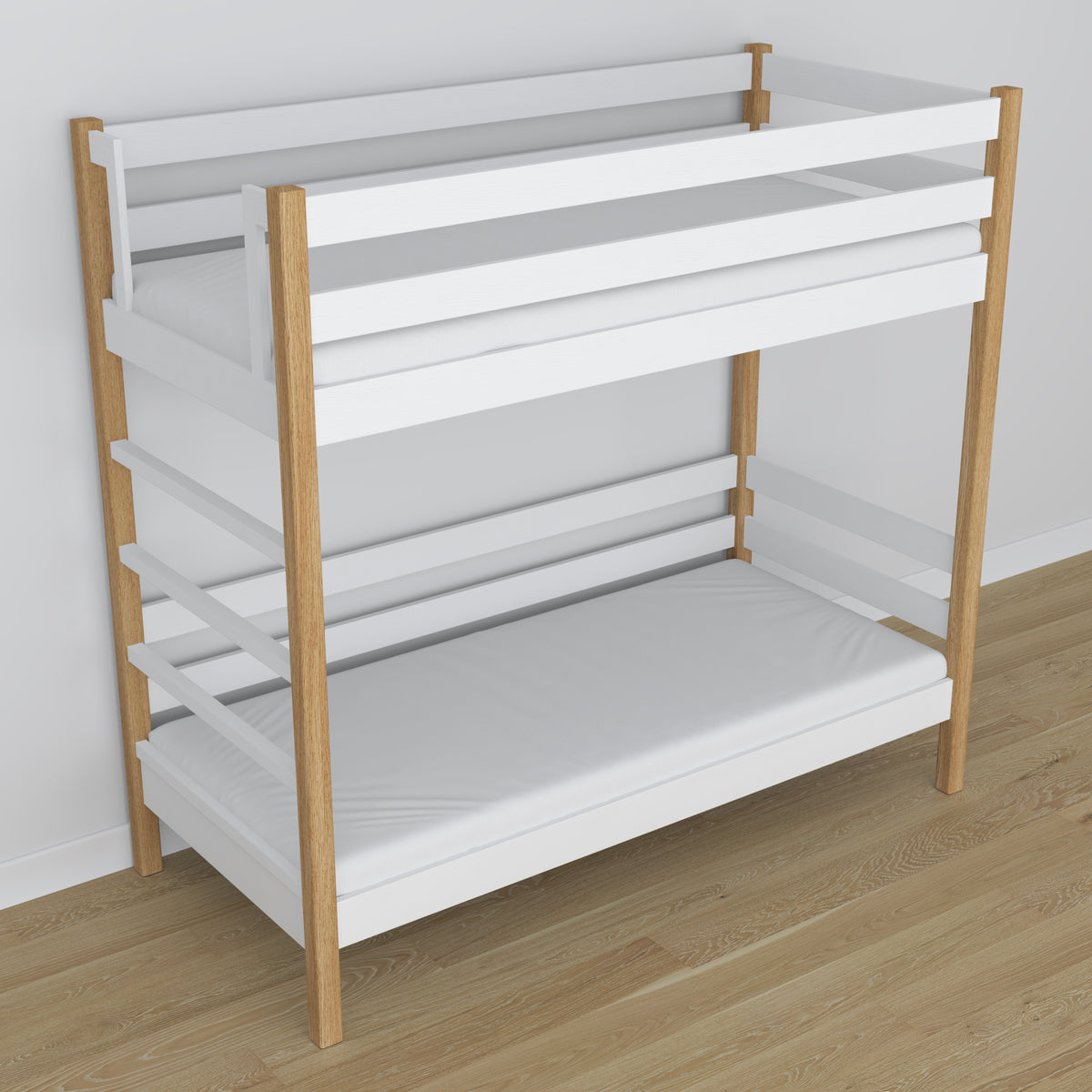 White and Oak Bunk Bed – Wooden Corner, Close-up of Workmanship Quality