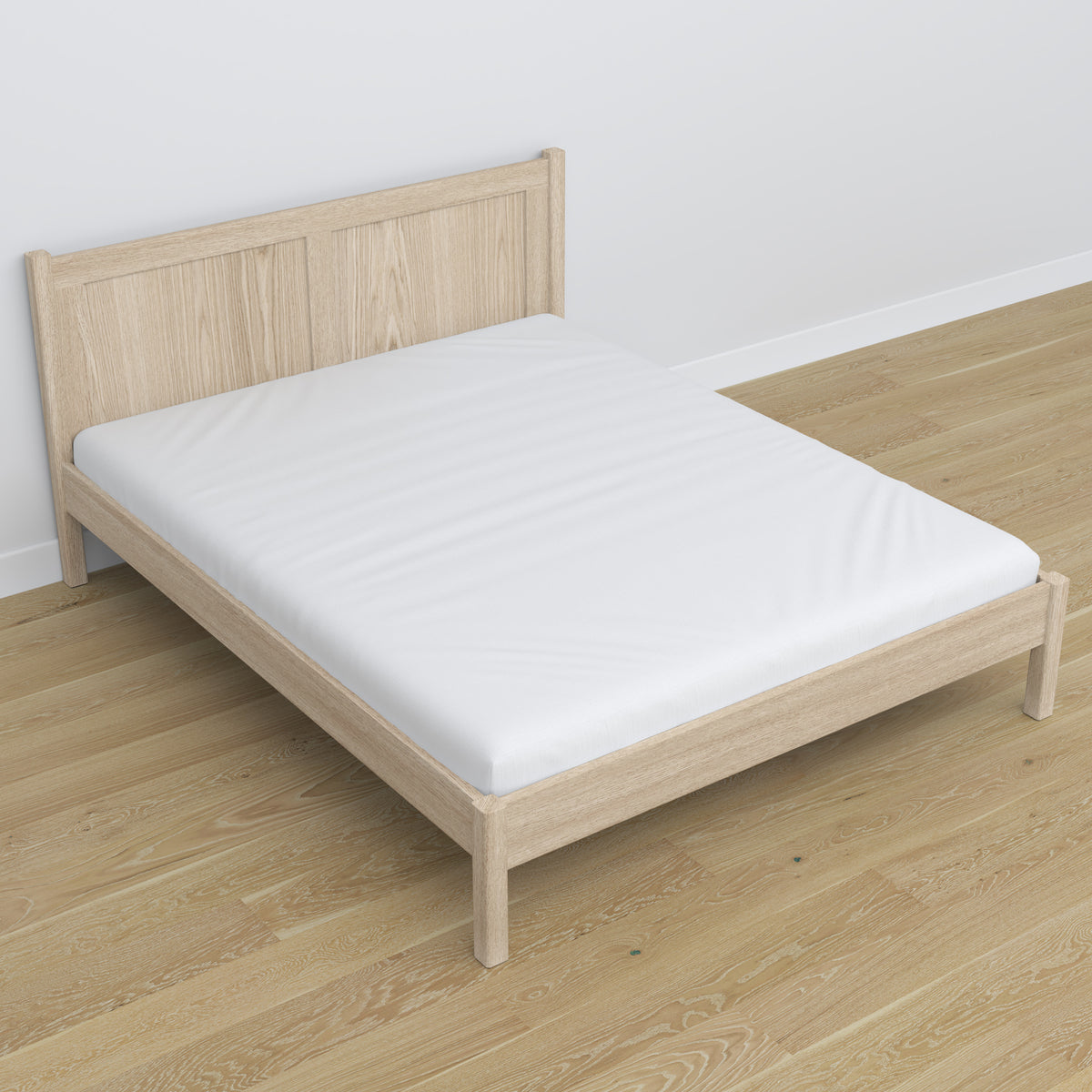 Oak double bed bleached oak – dimensions and diagram, Nizio Home