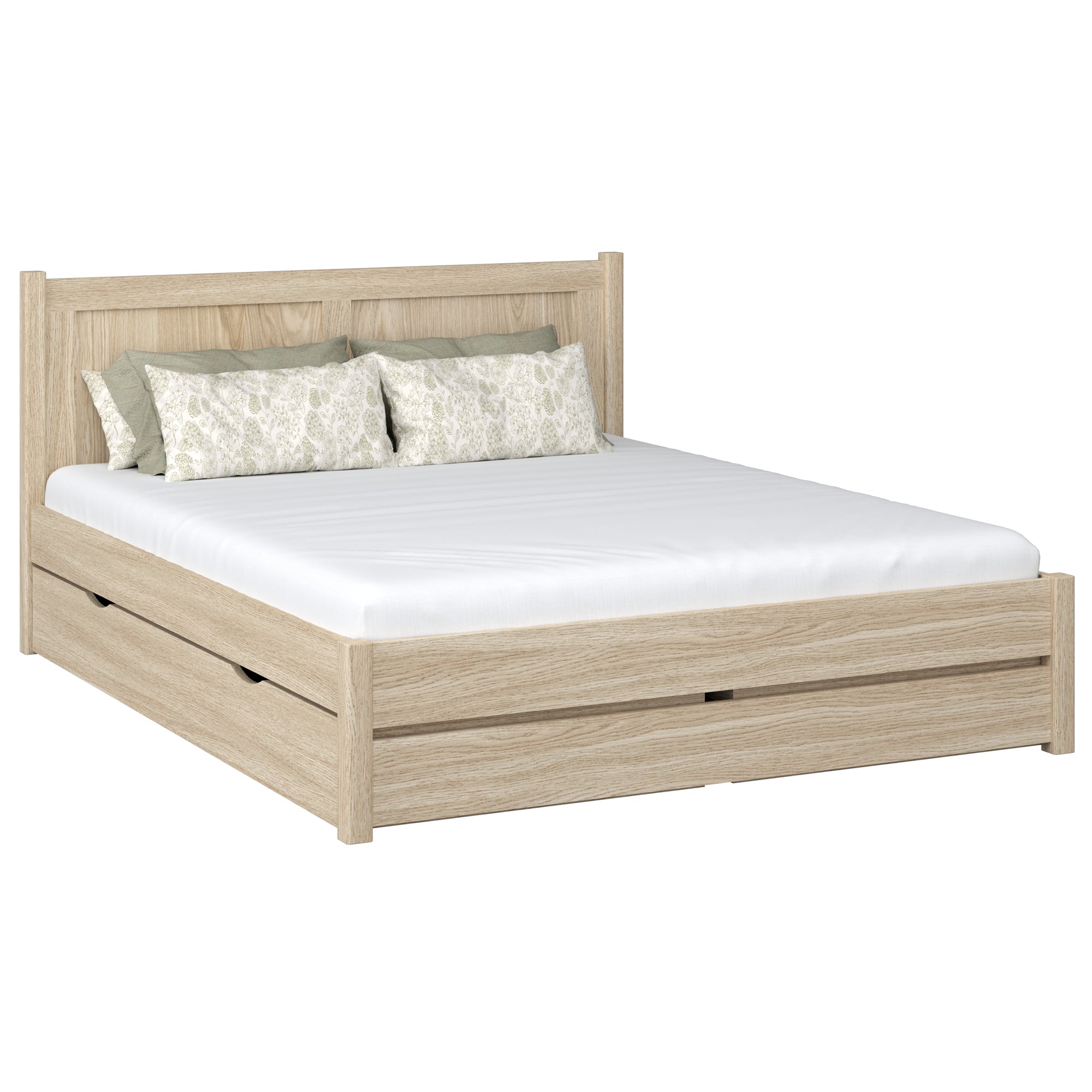 Oak double bed with drawer bleached oak – bedroom, storage, scandi style