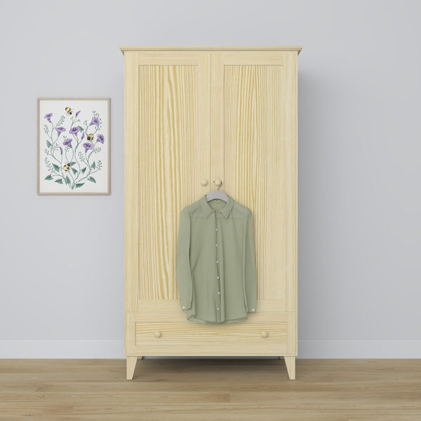2-door wardrobe with drawer pine clear pine – bedroom, Scandinavian style
