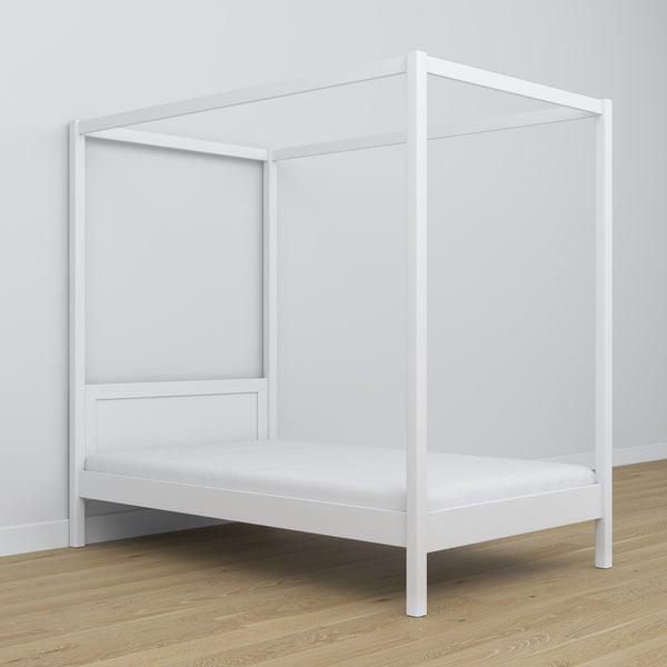 Canopy Bed White – Decorative Wooden Frame, Safe for Children
