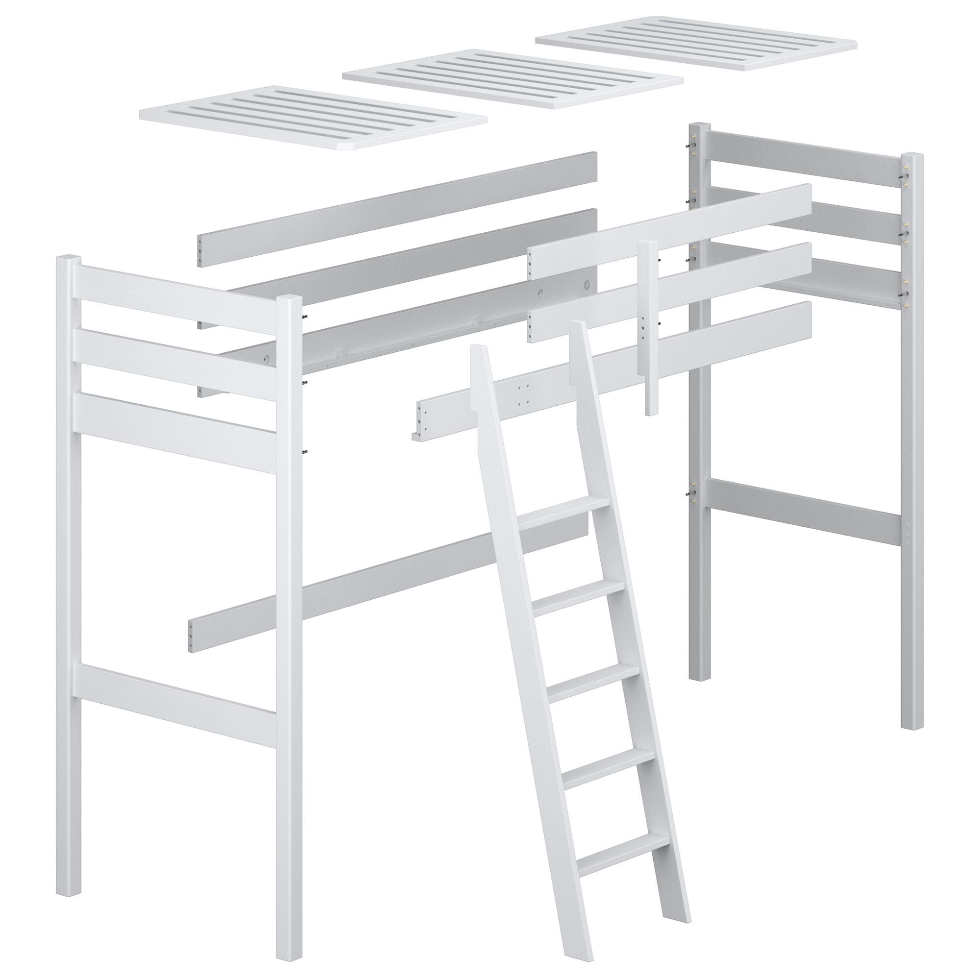 Loft bed natural oak – oak posts and joints, close-up on quality