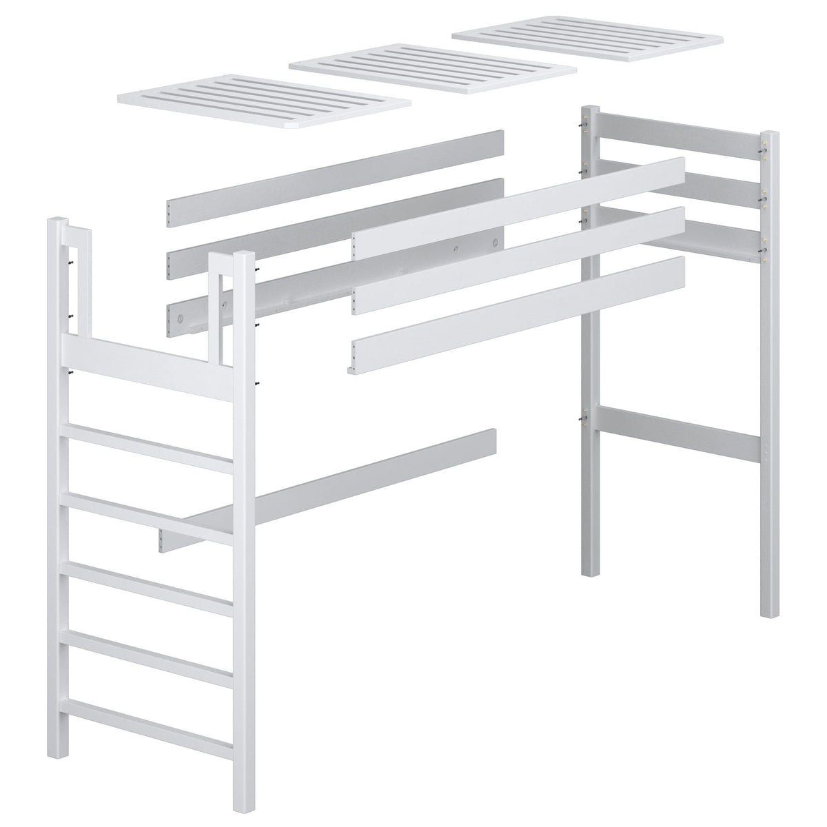 Loft bed natural oak – oak posts and joints, close-up on quality