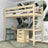 Clear Pine Wooden Loft Bed with Desk – Ladder and Safety Rail