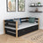 Sofa bed black-oak with mattress drawer – wooden, Nizio Home