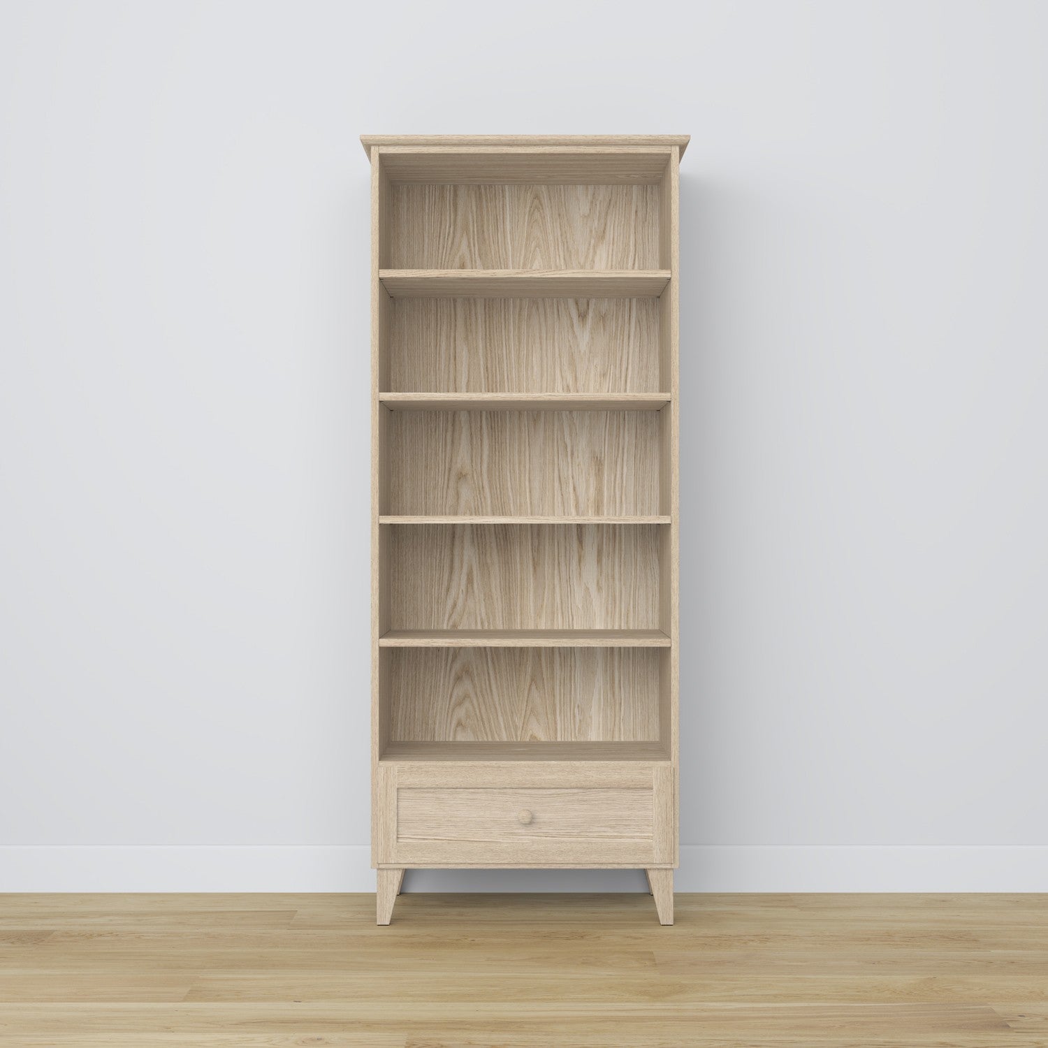 Bookcase with drawer oak bleached oak 80 cm – living room and office, Scandinavian style