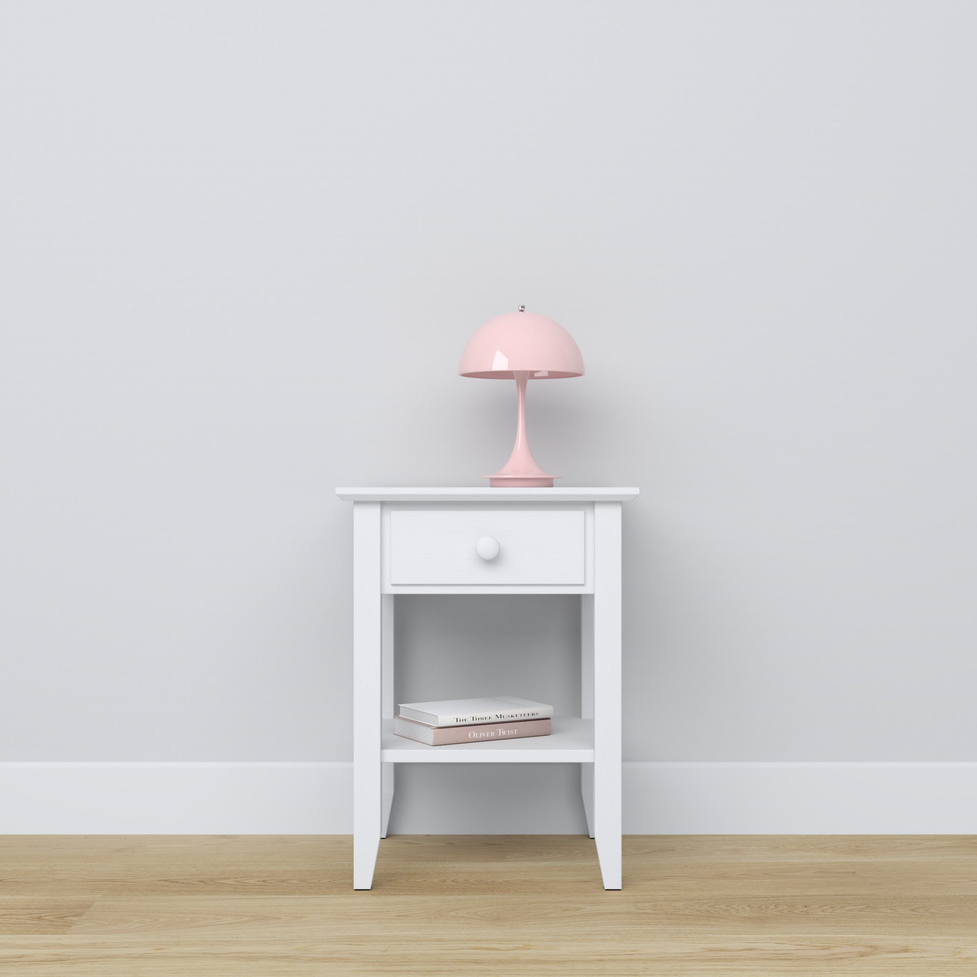bedside table 1S N01 Scandi wooden in custom RAL/NCS color – solid wood, Nizio