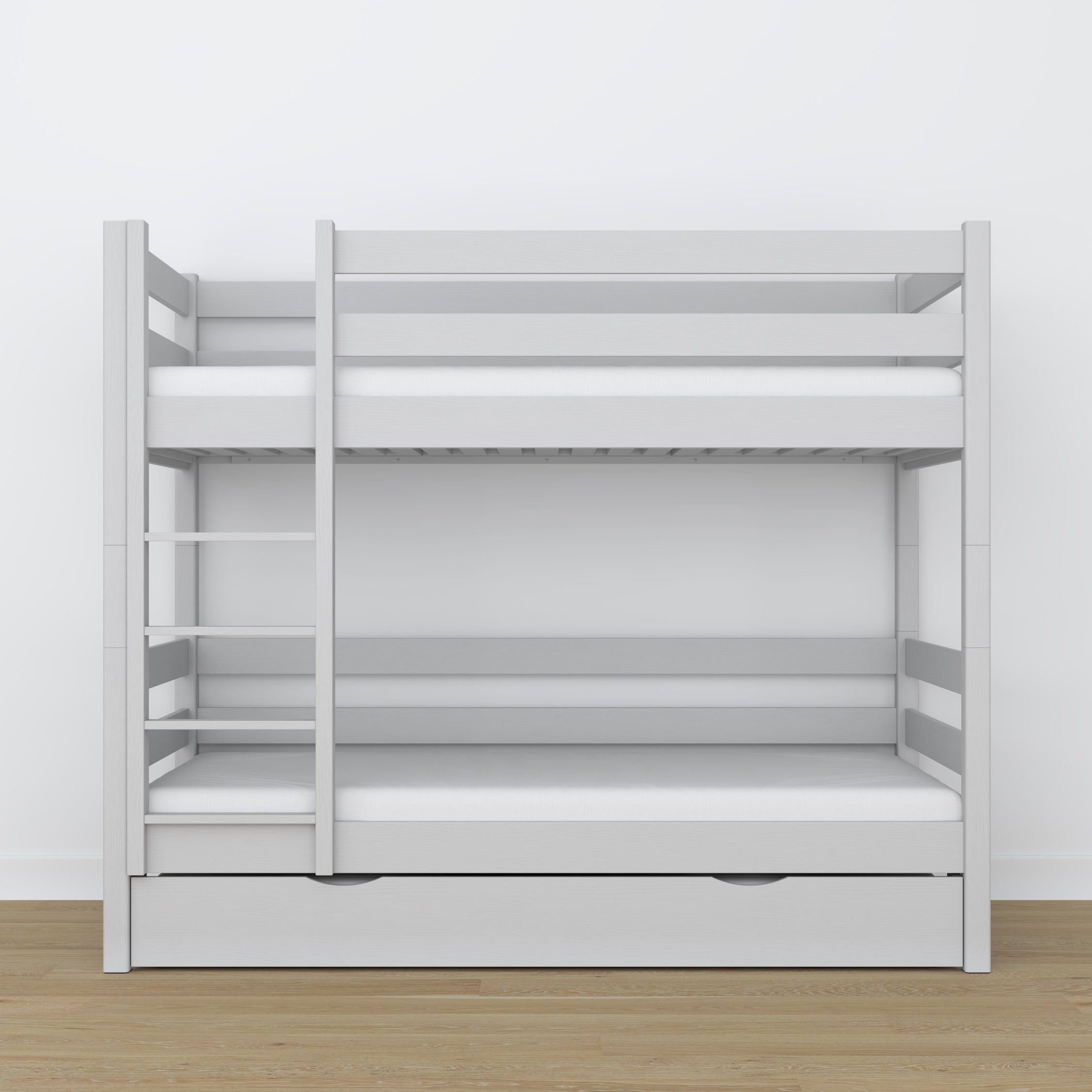 Grey Wooden Bunk Bed – Interior of Mattress Drawer, Children’s Room