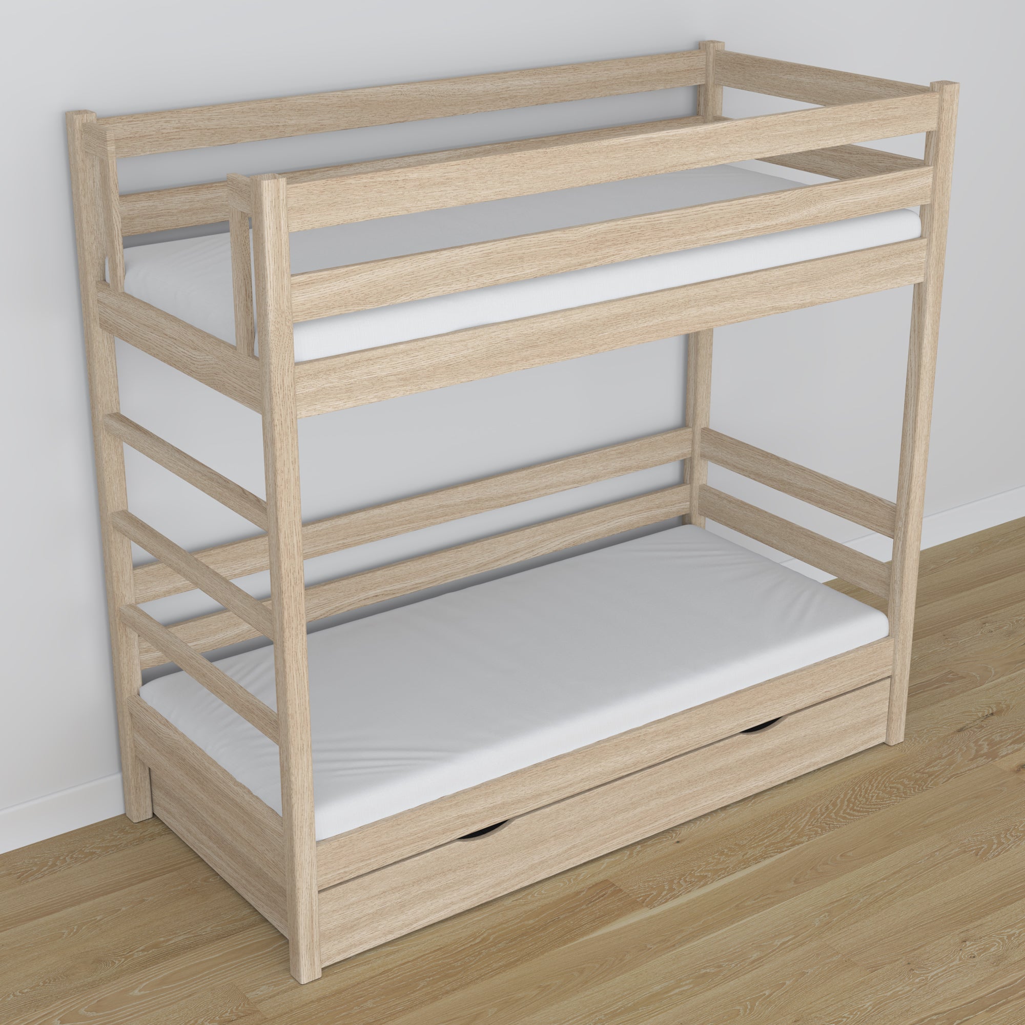 Oak Bunk Bed Bleached Oak – Ladder and Joint Details, Children’s Room