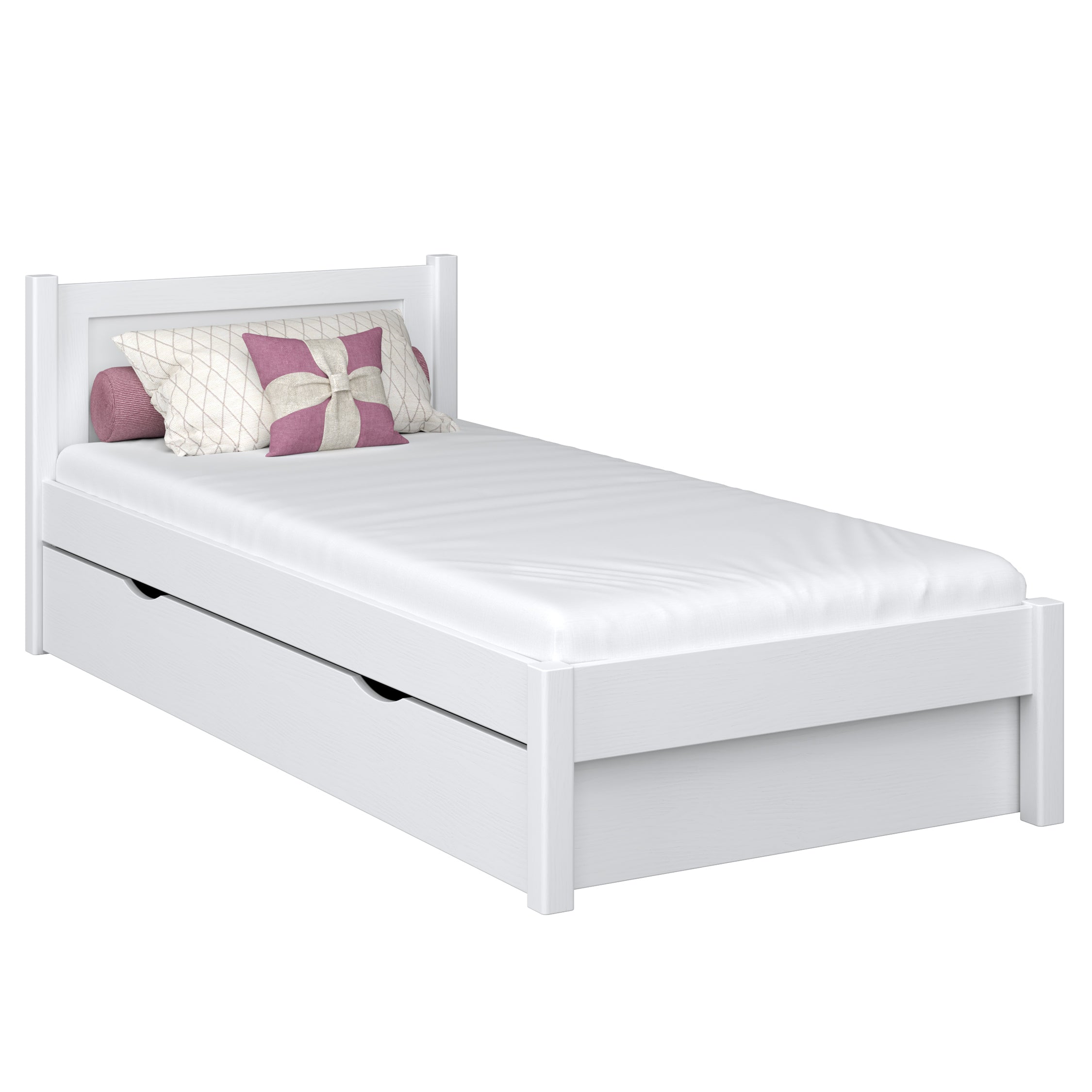 Single bed with drawer N02 wooden in custom RAL/NCS color – solid wood, Nizio