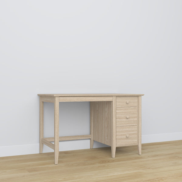 Desk 3S bleached oak – oak, compact tabletop, front view, Nizio