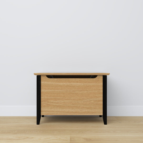 Chest oak natural oak with black – storage and seating, Scandinavian style by Nizio