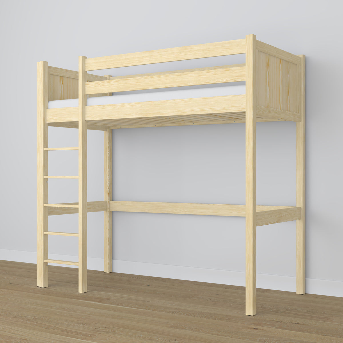 Clear Pine Wooden Loft Bed – Free Space Under the Sleeping Area, Nizio