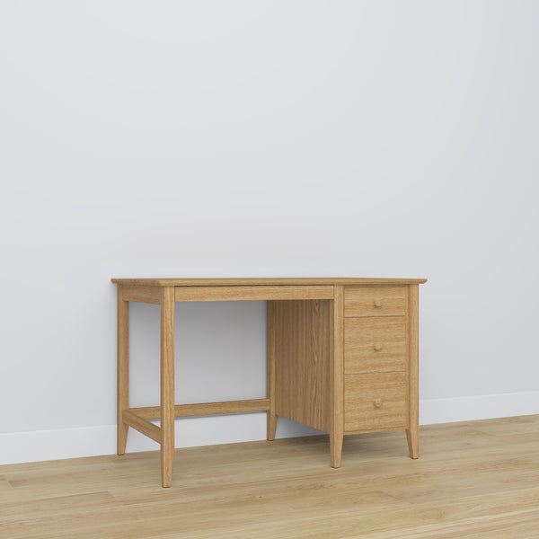 Desk 3S natural oak – oak, compact tabletop, front view, Nizio
