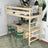 Loft bed clear pine – wooden desk under the sleeping area, scandi children’s room
