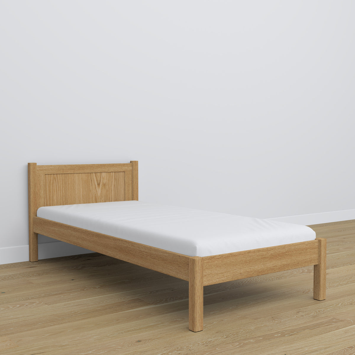 Single oak bed natural oak – details of joints and wood, Nizio Home