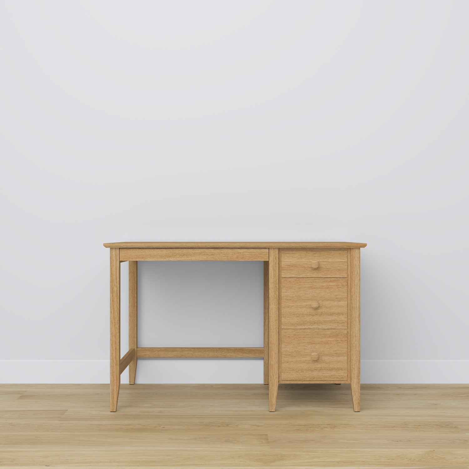 Desk 3S natural oak wood – side view, tabletop depth