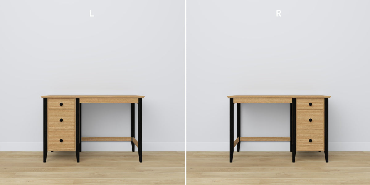 Desk 3S oak natural oak with black in office – Scandinavian arrangement, Nizio