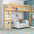 Natural Pine Wooden Loft Bed – Free Space Under the Sleeping Area, Nizio