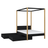 Black and Oak Canopy Bed with Drawer – Side View, Wooden