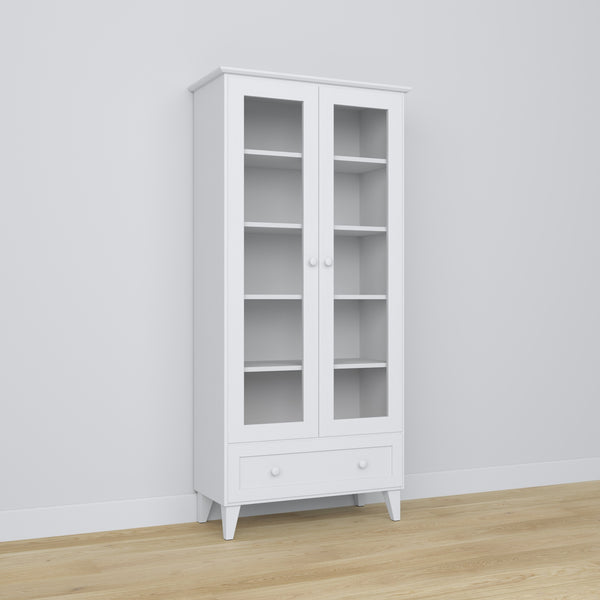 Display cabinet 1S 90 white – wooden, glass door, front view