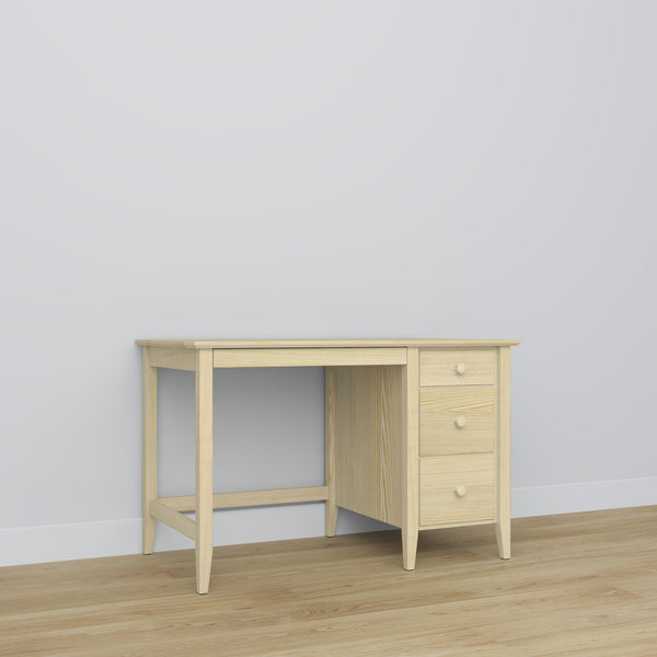 Desk 3S clear pine – pine, compact tabletop, front view, Nizio