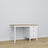 Desk 3S white with oak wood – side view, tabletop depth