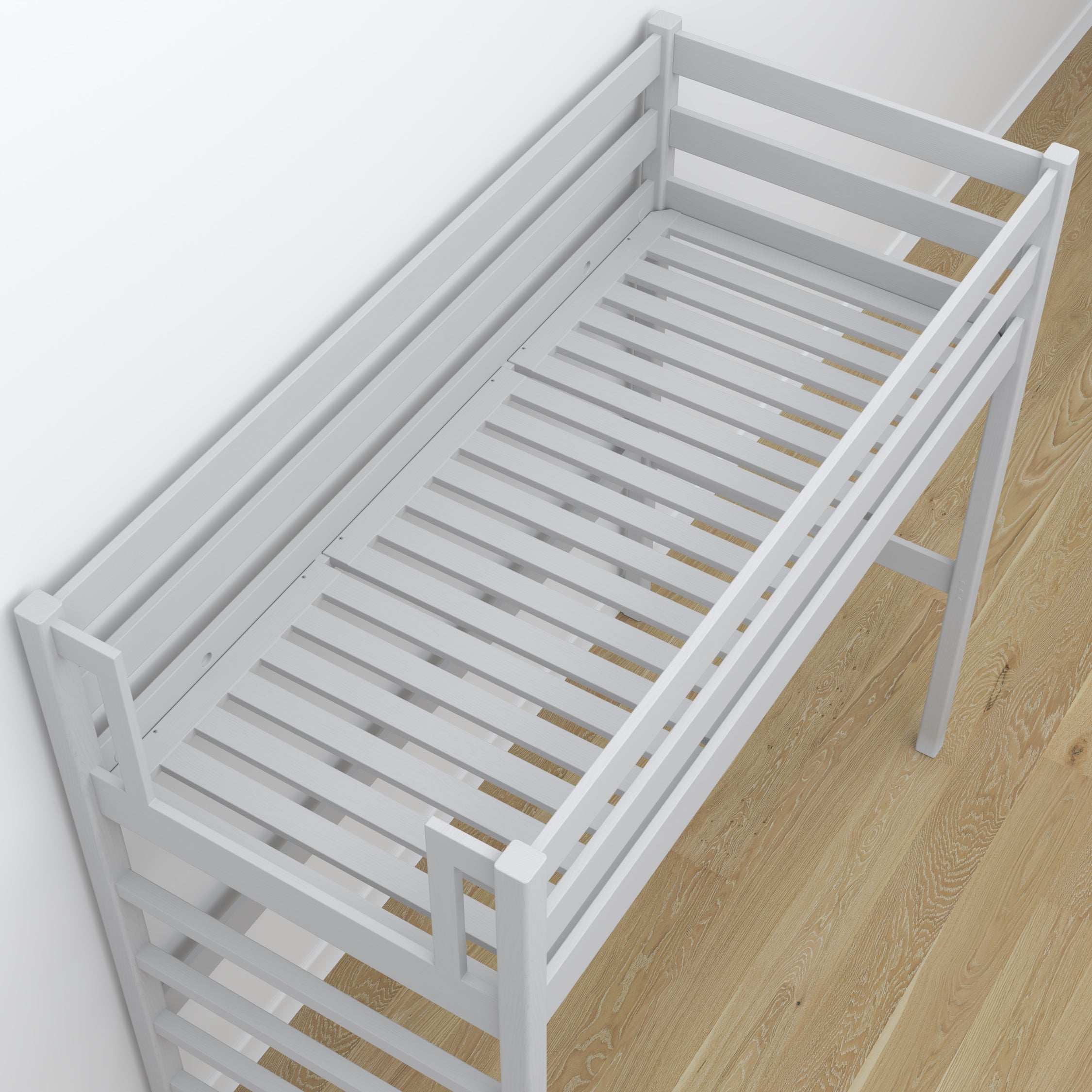 Grey Wooden Loft Bed – Ladder and Joint Details, Nizio Home