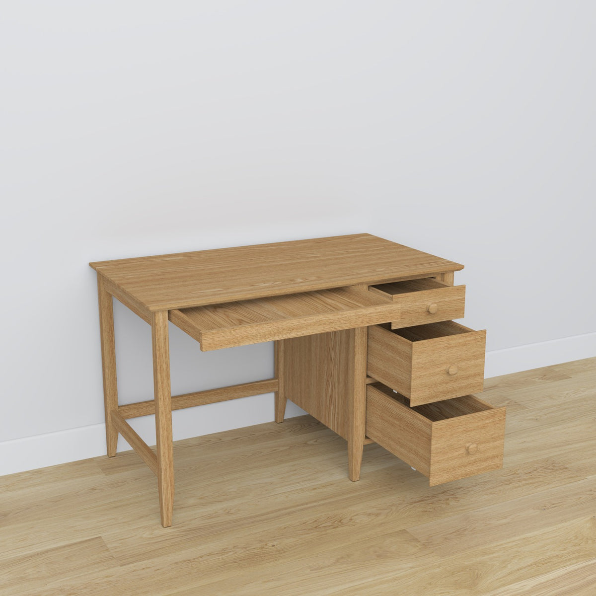 Desk 3S oak natural oak – open drawers, document storage compartments