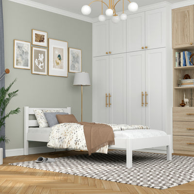 Single wooden bed white – children’s room, solid wood, scandi style