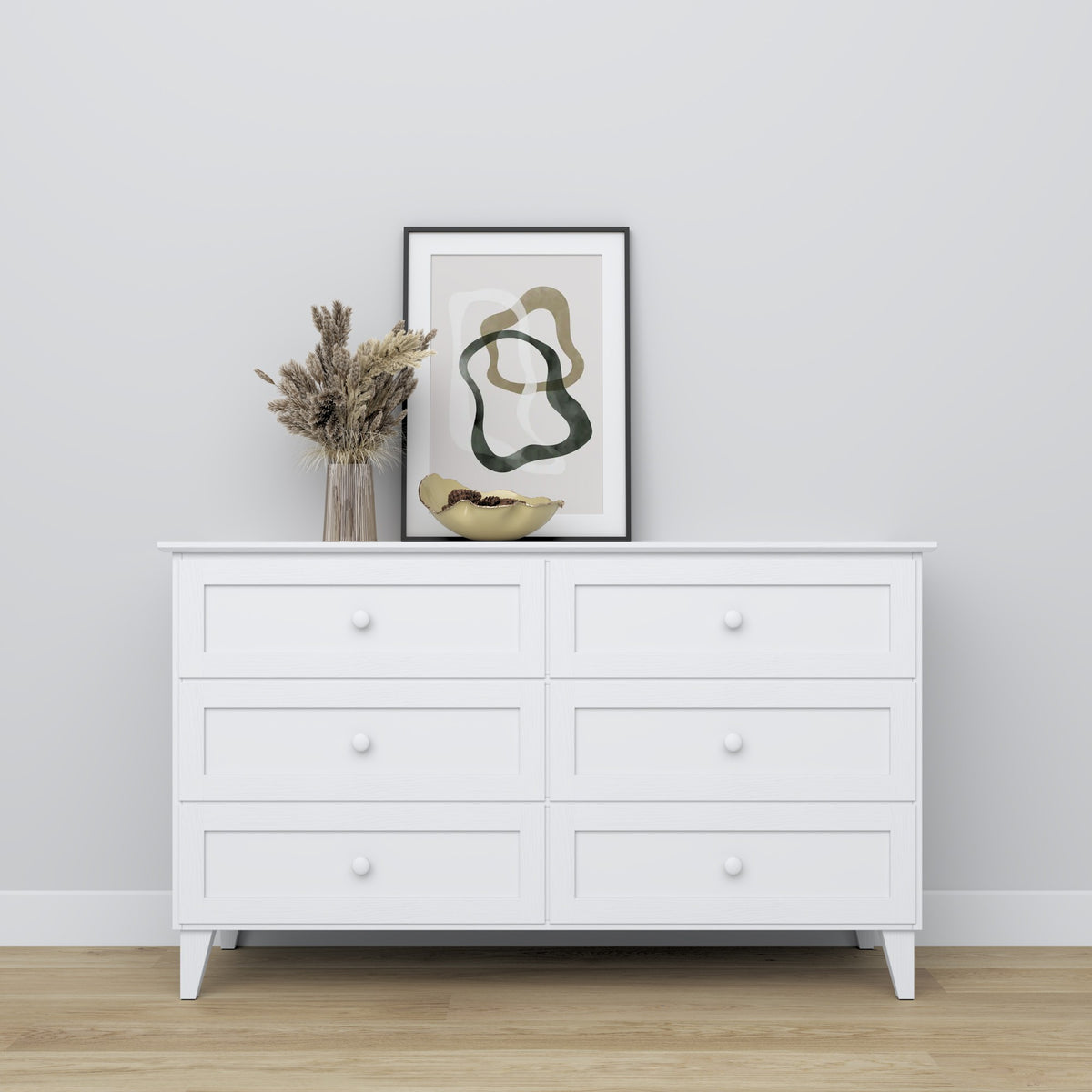 Chest of drawers 6S 154 Scandi wooden in custom RAL/NCS color – solid wood, Nizio