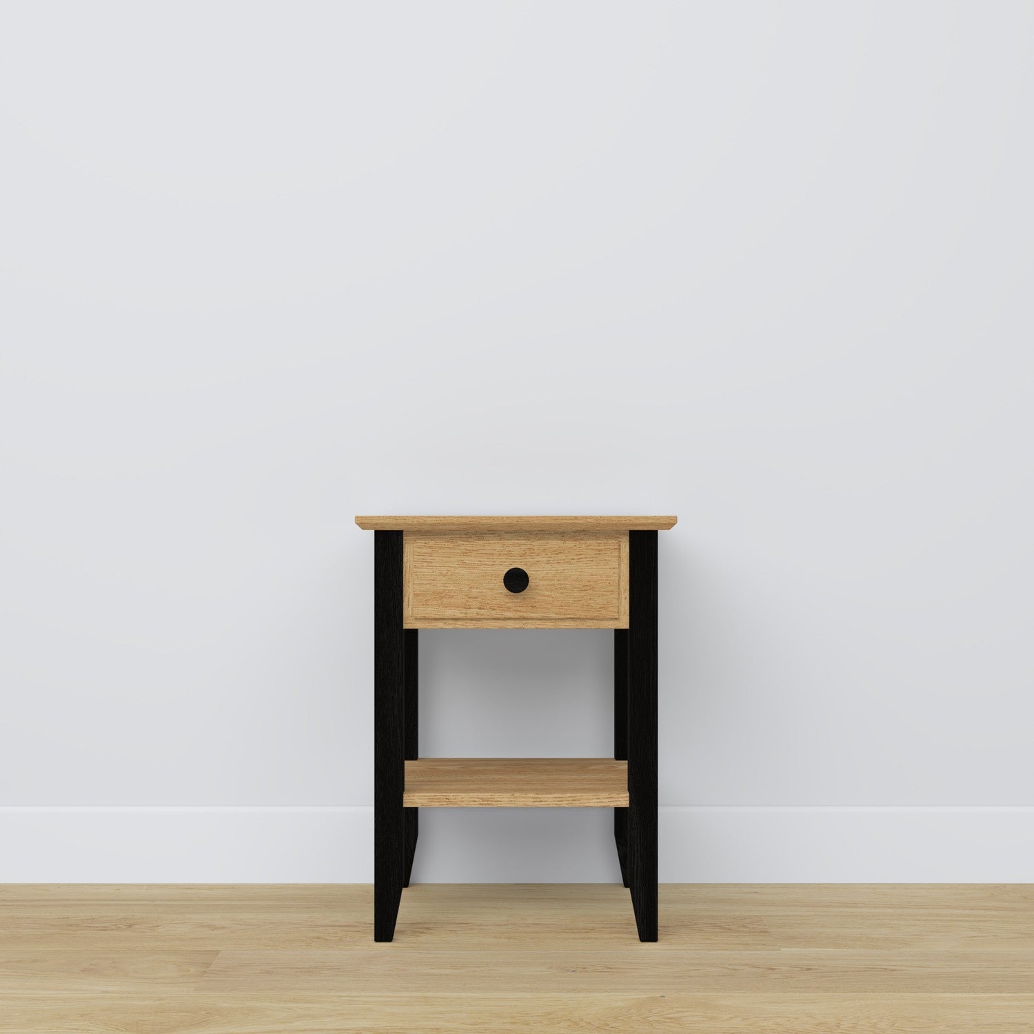 Bedside table with drawer N01 oak natural oak with black – bedroom, Scandinavian style
