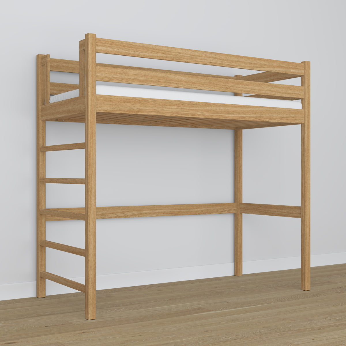 Loft bed natural oak oak – dimensions and diagram, Nizio