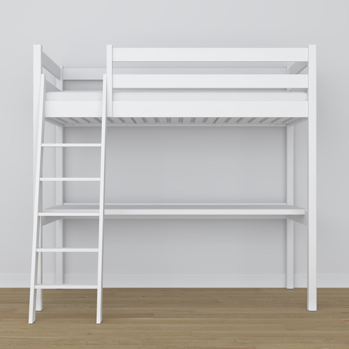 Loft bed with desk white wooden – dimensions, Nizio Home