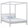 Wooden canopy double bed N01 grey – overall view, solid pine wood
