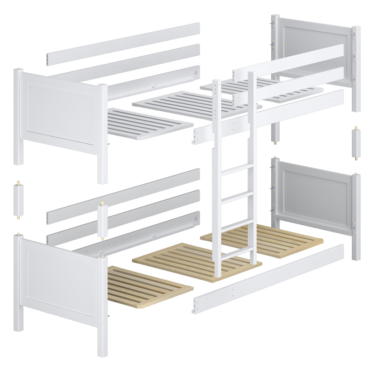 Oak Bunk Bed Bleached Oak with Mattress Drawer – Room Arrangement