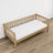 Sofa bed natural oak – oak legs and base, close-up of details
