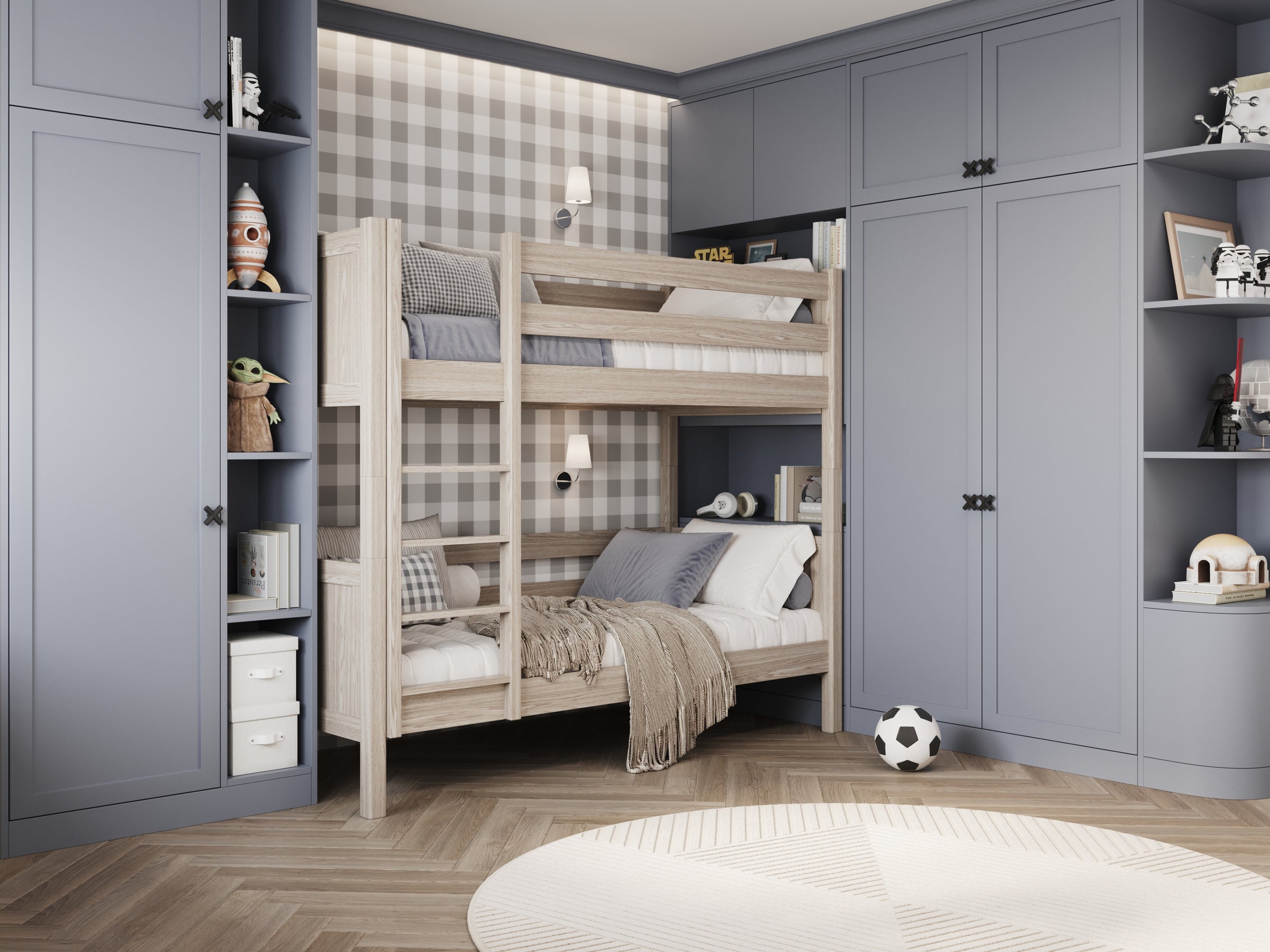 Bleached Oak Bunk Bed in Children’s Room – Scandi Arrangement, Oak