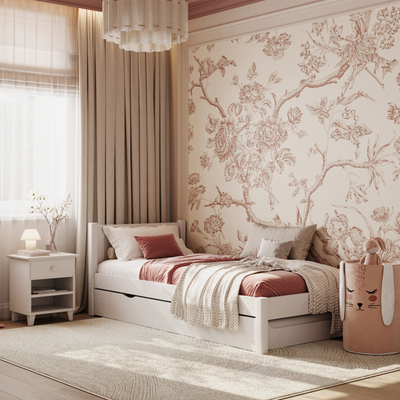 Single bed with mattress drawer N02 white