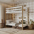 White and Oak Bunk Bed – Wooden Ladder and Safety Rail, Nizio Home